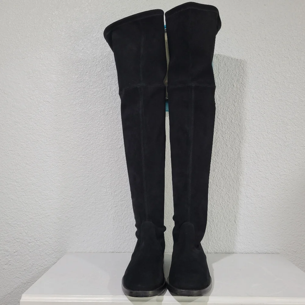 Stuart Weitzman Jocey Stretch Suede OTK Boots Black Size 8 US S0741 New!
